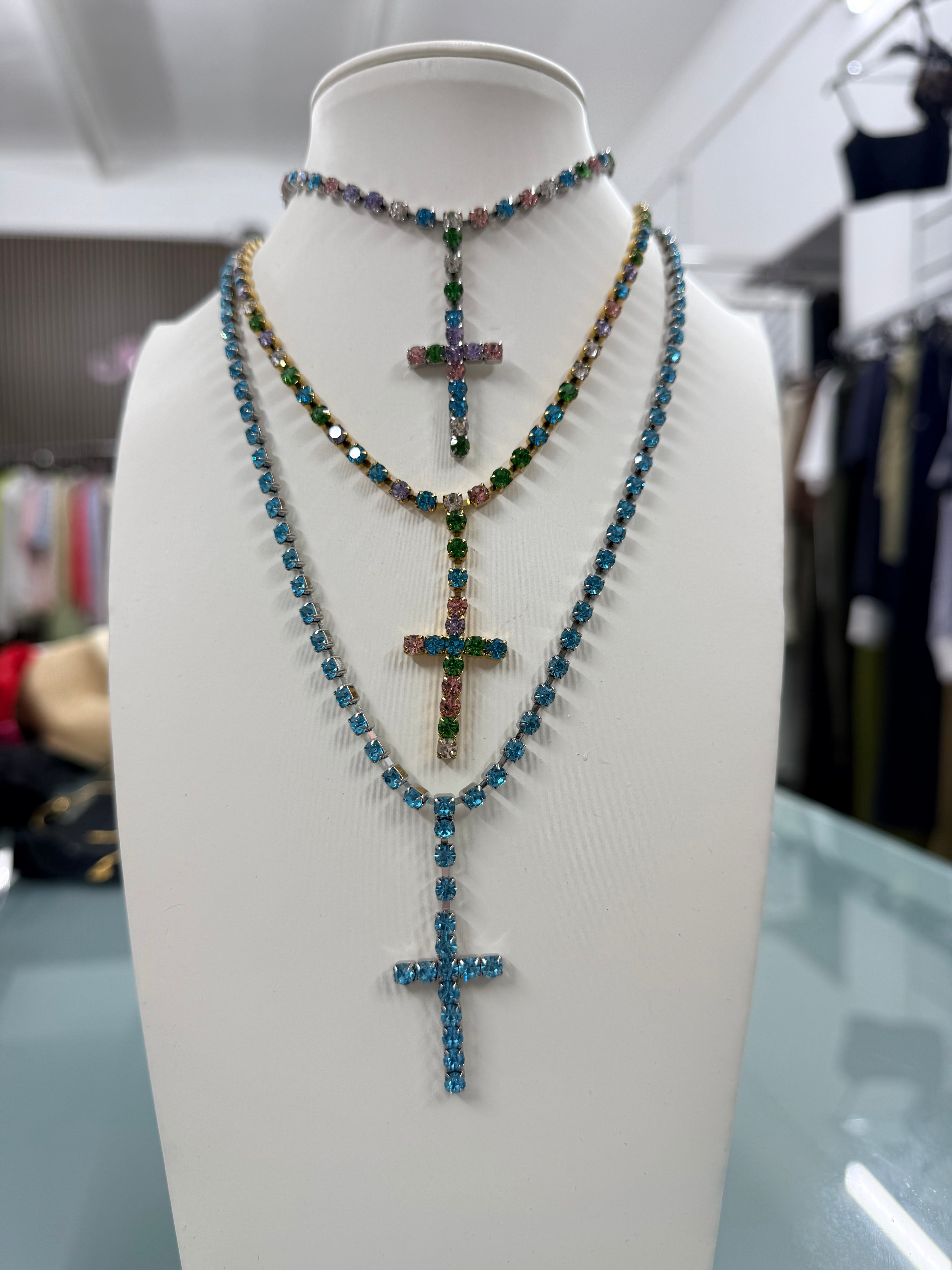 Collana Croce strass